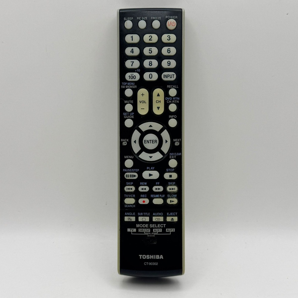 Toshiba CT-90302 TV DVD Remote Control Universal Cable SAT AUX Tested Working